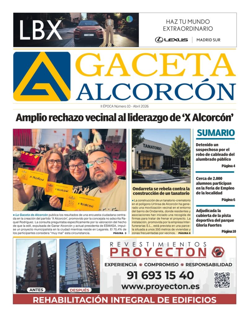 Portada versión impresa LA GACETA DE ALCORCÓN. Abril 2026